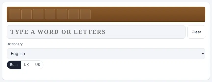 Screenshot of the Anagram Solver on Unscramble Words 4U, ready to use