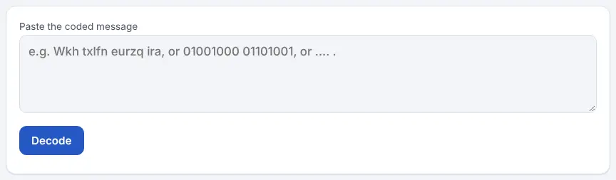 Screenshot of the Cipher Decoder on Unscramble Words 4U, ready to use