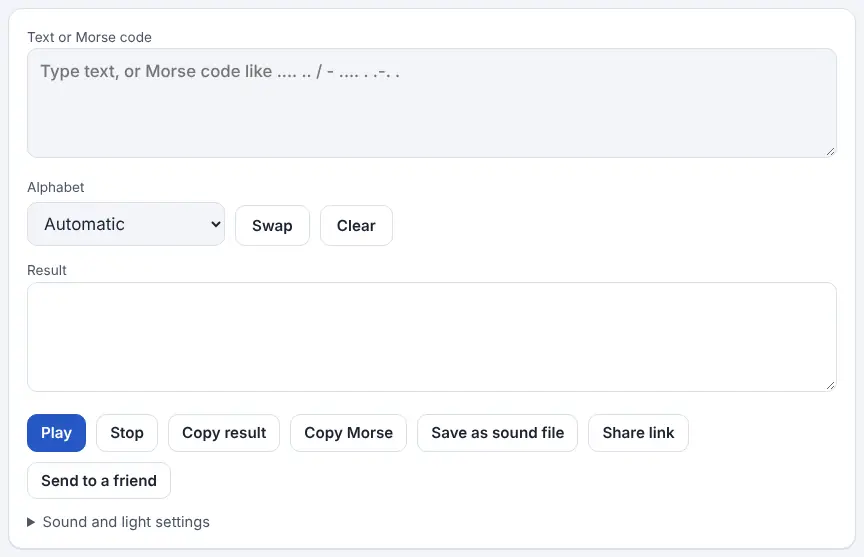 Screenshot of the I Love You in Morse Code on Unscramble Words 4U, ready to use