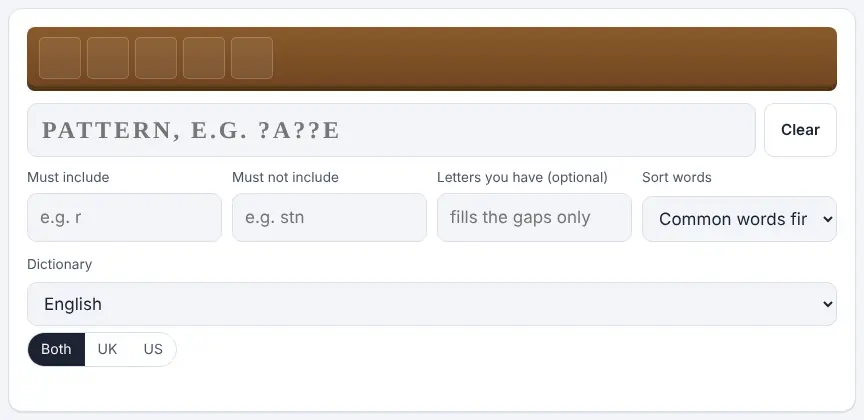Screenshot of the Word Finder on Unscramble Words 4U, ready to use