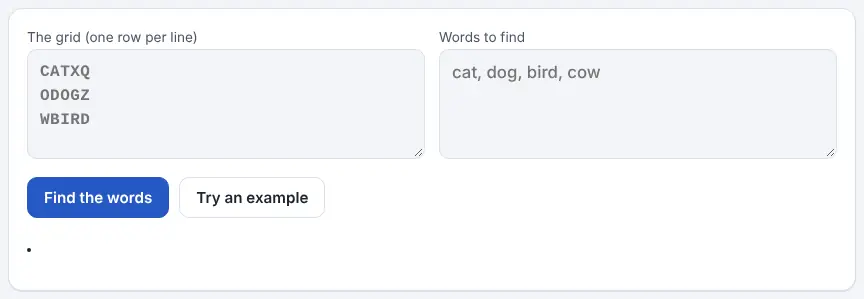 Screenshot of the Word Search Solver on Unscramble Words 4U, ready to use