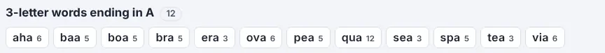 Screenshot of the Words Ending in a Letter on Unscramble Words 4U, ready to use